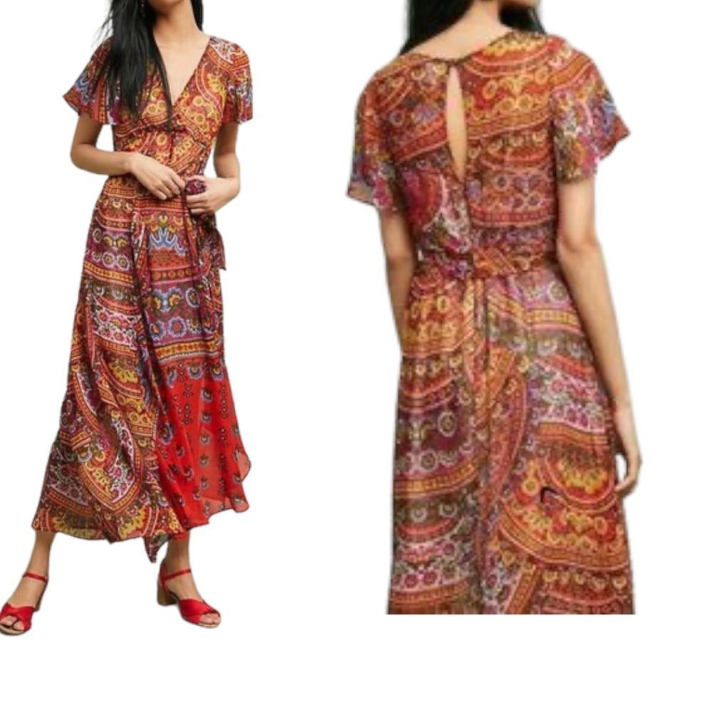 ANTHROPOLOGIE Red Akemi + Kin Murol Boho Paisley Multi Colored